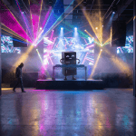 AN AI DJ playing to an empty club